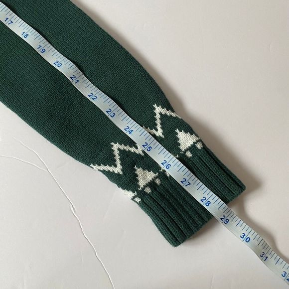 Duluth Trading Sweater Womens XS Forest Green White Fair Isle Cotton Nylon Wool - Picture 8 of 9